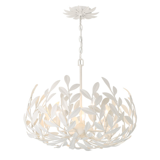 Crystorama - 566-MT - Five Light Chandelier - Broche - Matte White