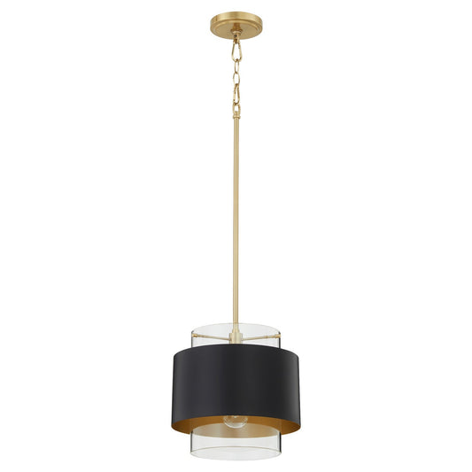 Quorum - 8012-5980 - One Light Pendant - Matte Black/Aged Brass