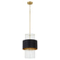 Quorum - 8013-5980 - One Light Pendant - Matte Black/Aged Brass