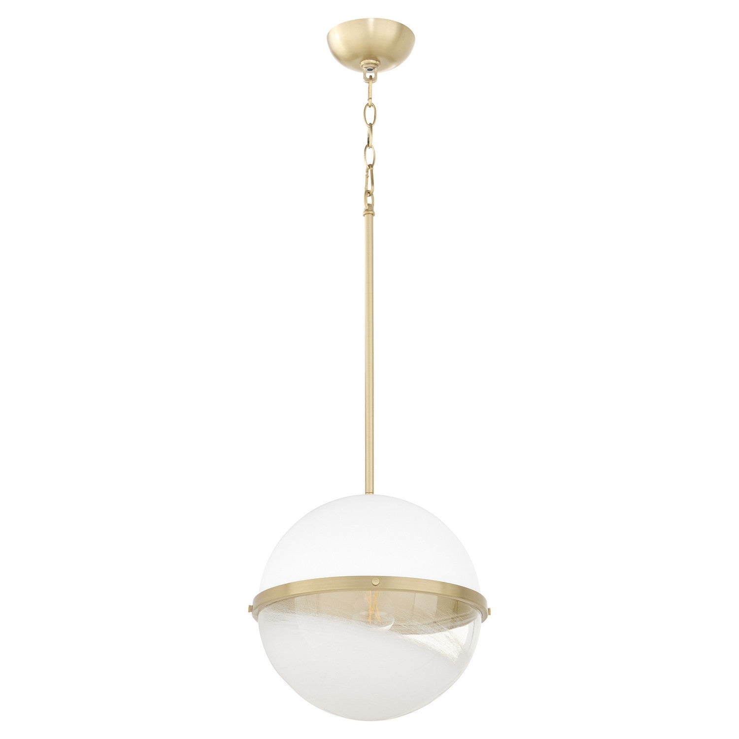 Quorum - 82-12-0880 - One Light Pendant - Studio White w/ Aged Brass