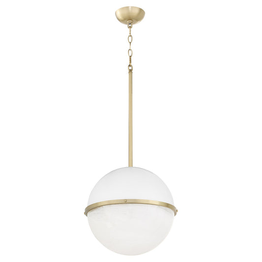 Quorum - 82-14-0880 - One Light Pendant - Studio White w/ Aged Brass