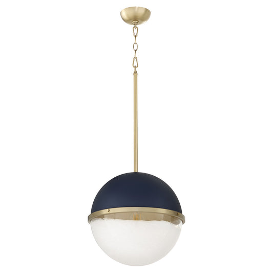 Quorum - 82-14-3280 - One Light Pendant - Blue w/ Aged Brass