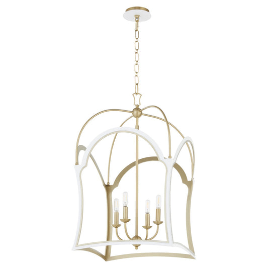 Quorum - 8217-4-0880 - Four Light Lantern - Tiffany - Studio White w/ Aged Brass