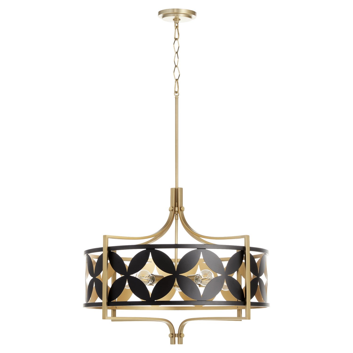 Quorum - 883-5-5980 - Five Light Pendant - Mariposa - Matte Black w/Aged Brass