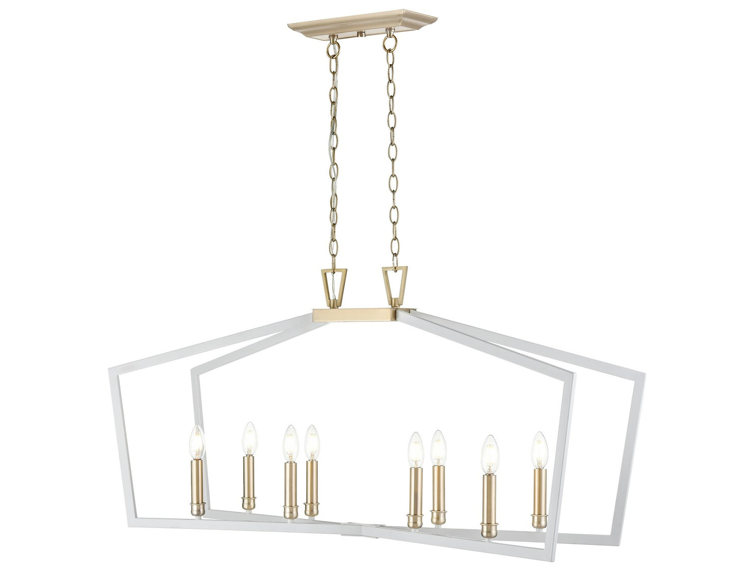 Millennium - 4528-MW/MG - Eight Light Pendant - Lizabeth - Matte White/Modern Gold