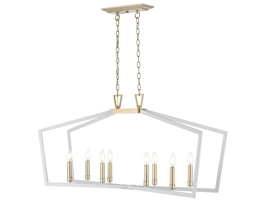 Millennium - 4528-MW/MG - Eight Light Pendant - Lizabeth - Matte White/Modern Gold