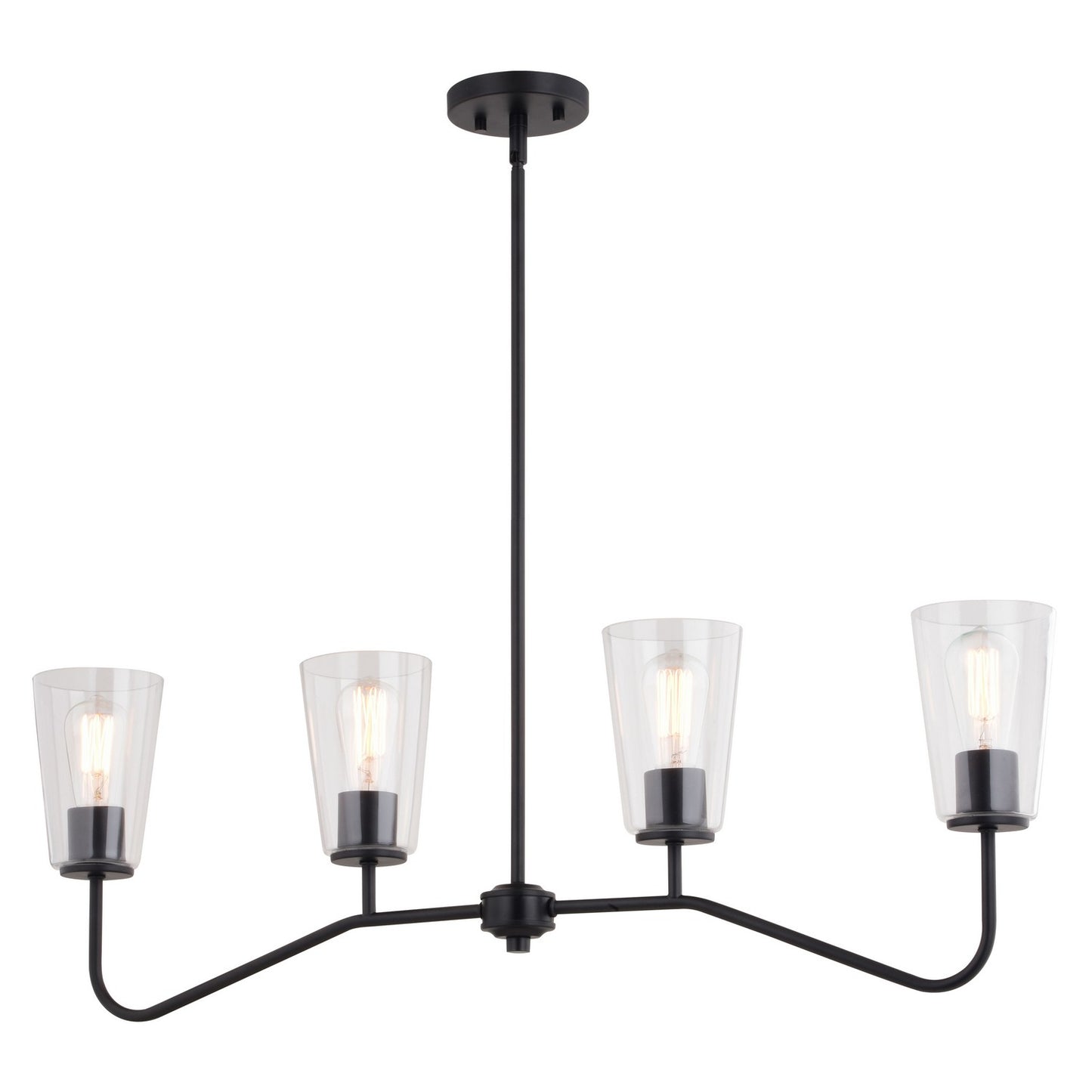 Vaxcel - H0285 - Four Light Linear Chandelier - Beverly - Matte Black