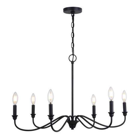 Vaxcel - H0298 - Six Light Chandelier - Annabelle - Matte Black