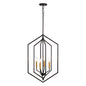 Vaxcel - P0388 - Four Light Pendant - Riley - Black and Satin Brass