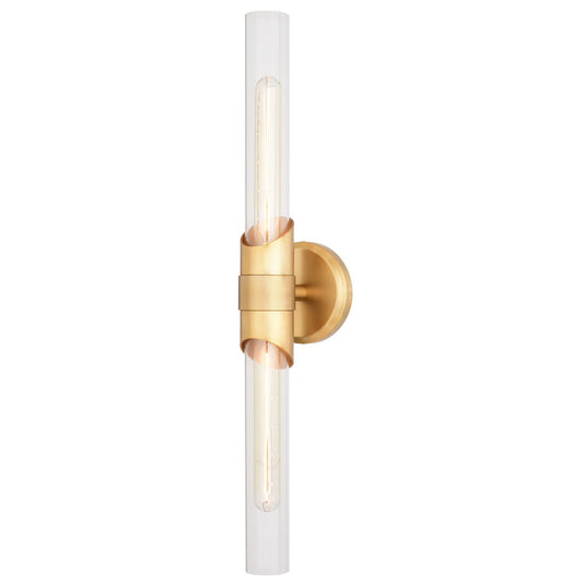 Vaxcel - W0464 - Two Light Wall Sconce - Webster - Natural Brass