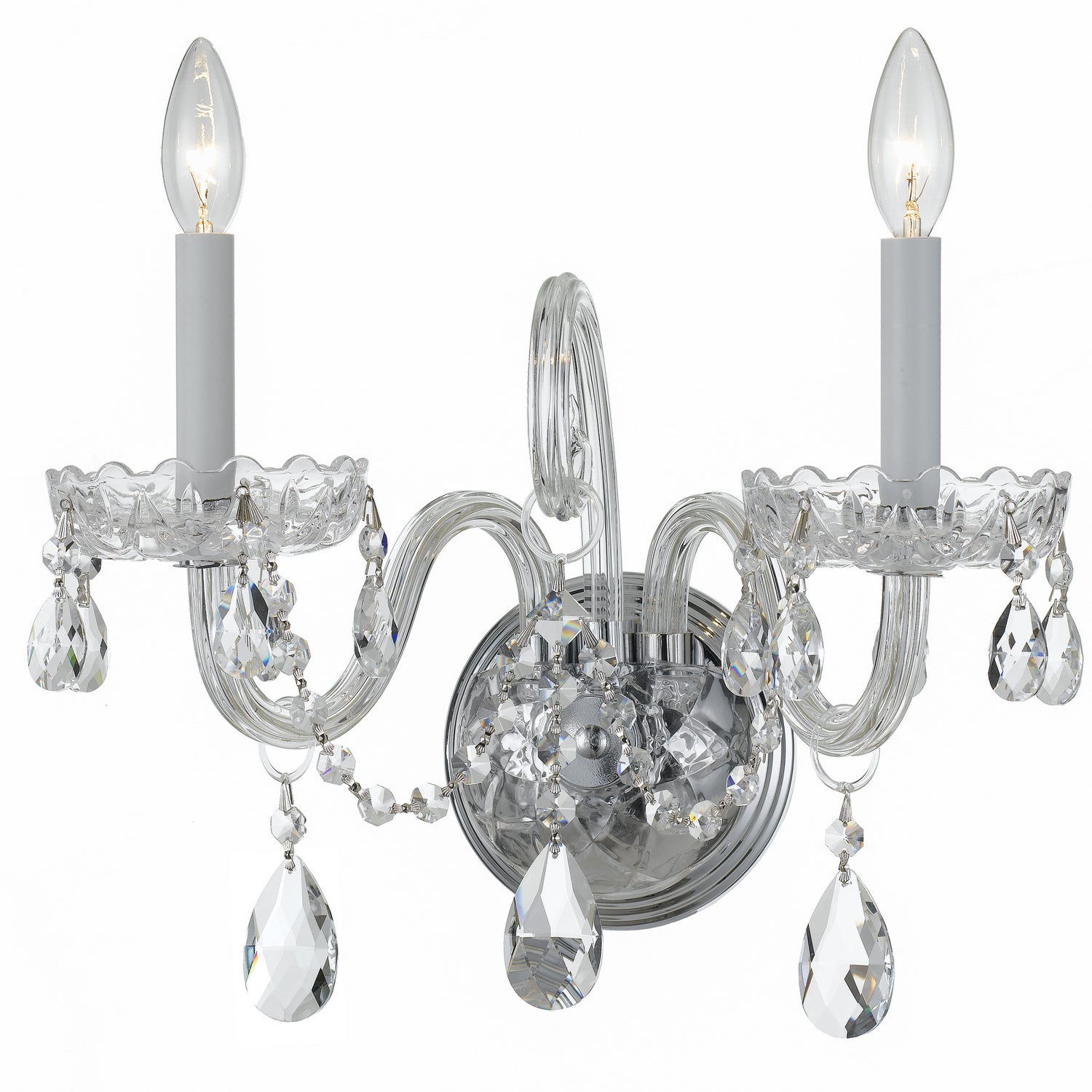 Crystorama - 1032-CH-CL-S - Two Light Wall Sconce - Traditional Crystal - Polished Chrome