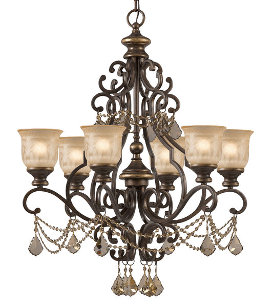 Crystorama - 7516-BU-GT-MWP - Six Light Chandelier - Norwalk - Bronze Umber