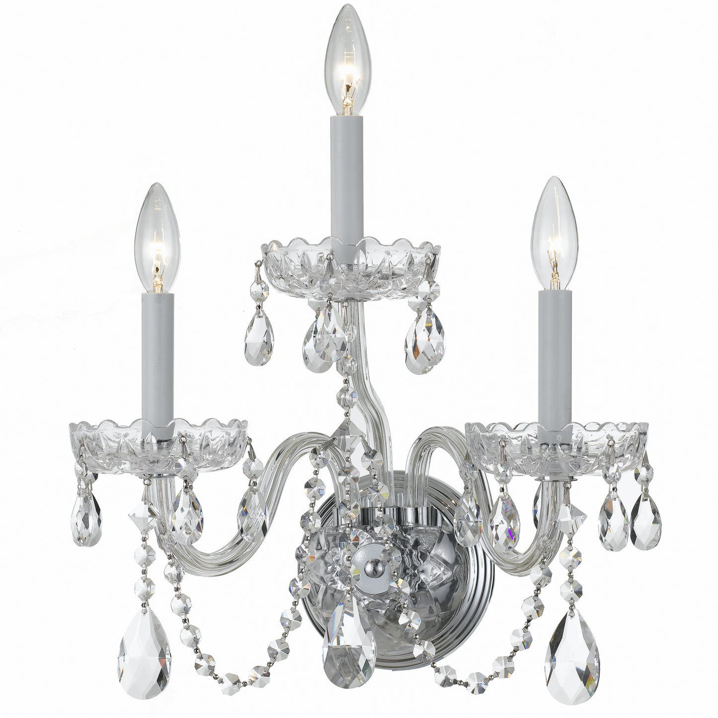 Crystorama - 1033-CH-CL-S - Three Light Wall Sconce - Traditional Crystal - Polished Chrome