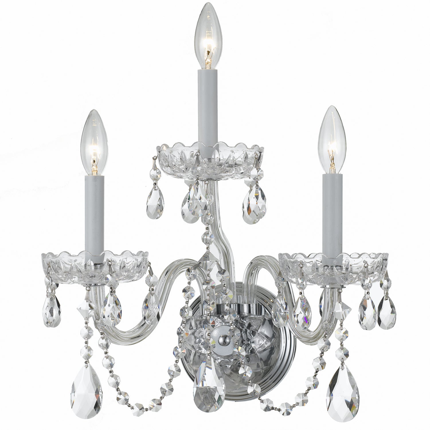 Crystorama - 1033-CH-CL-S - Three Light Wall Sconce - Traditional Crystal - Polished Chrome