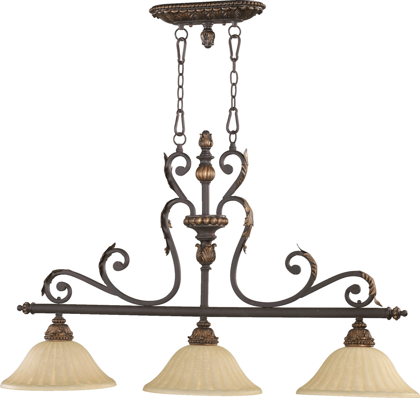 Quorum - 6557-3-44 - Three Light Island Pendant - Rio Salado - Toasted Sienna With Mystic Silver