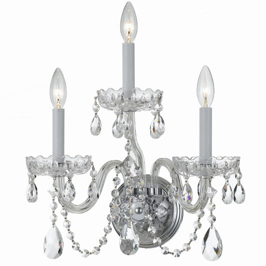 Crystorama - 1033-CH-CL-MWP - Three Light Wall Sconce - Traditional Crystal - Polished Chrome