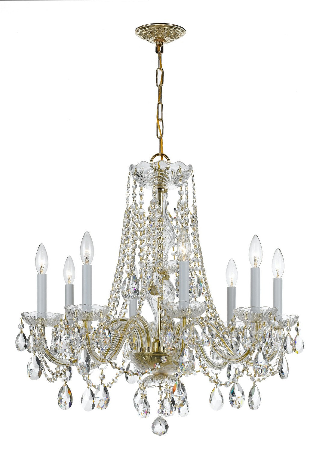 Crystorama - 1138-PB-CL-MWP - Eight Light Chandelier - Traditional Crystal - Polished Brass