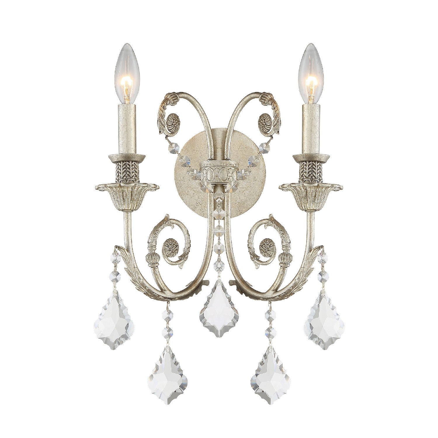 Crystorama - 5112-OS-CL-SAQ - Two Light Wall Sconce - Regis - Olde Silver