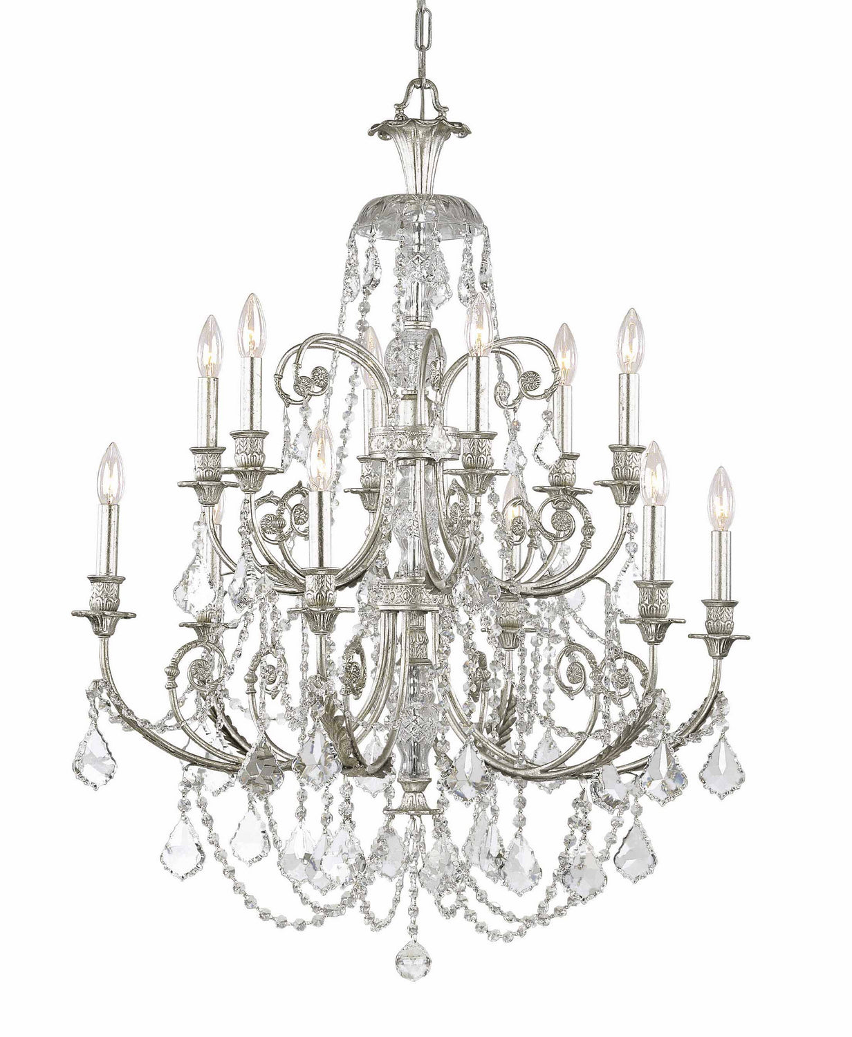 Crystorama - 5119-OS-CL-SAQ - 12 Light Chandelier - Regis - Olde Silver