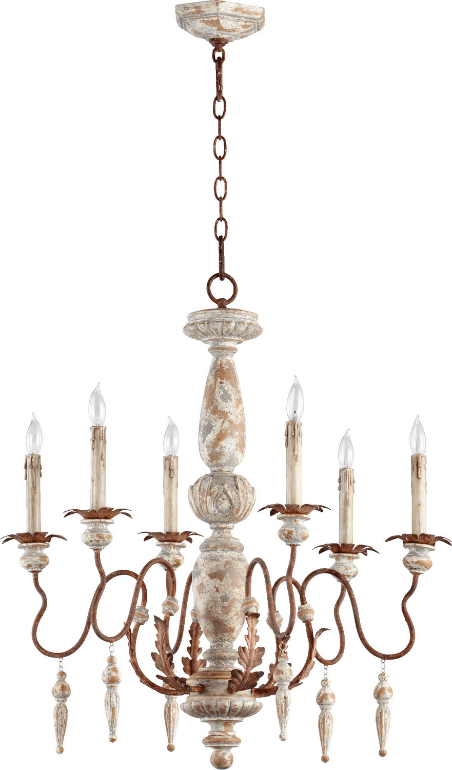 Quorum - 6052-6-56 - Six Light Chandelier - La Maison - Manchester Grey w/ Rust Accents