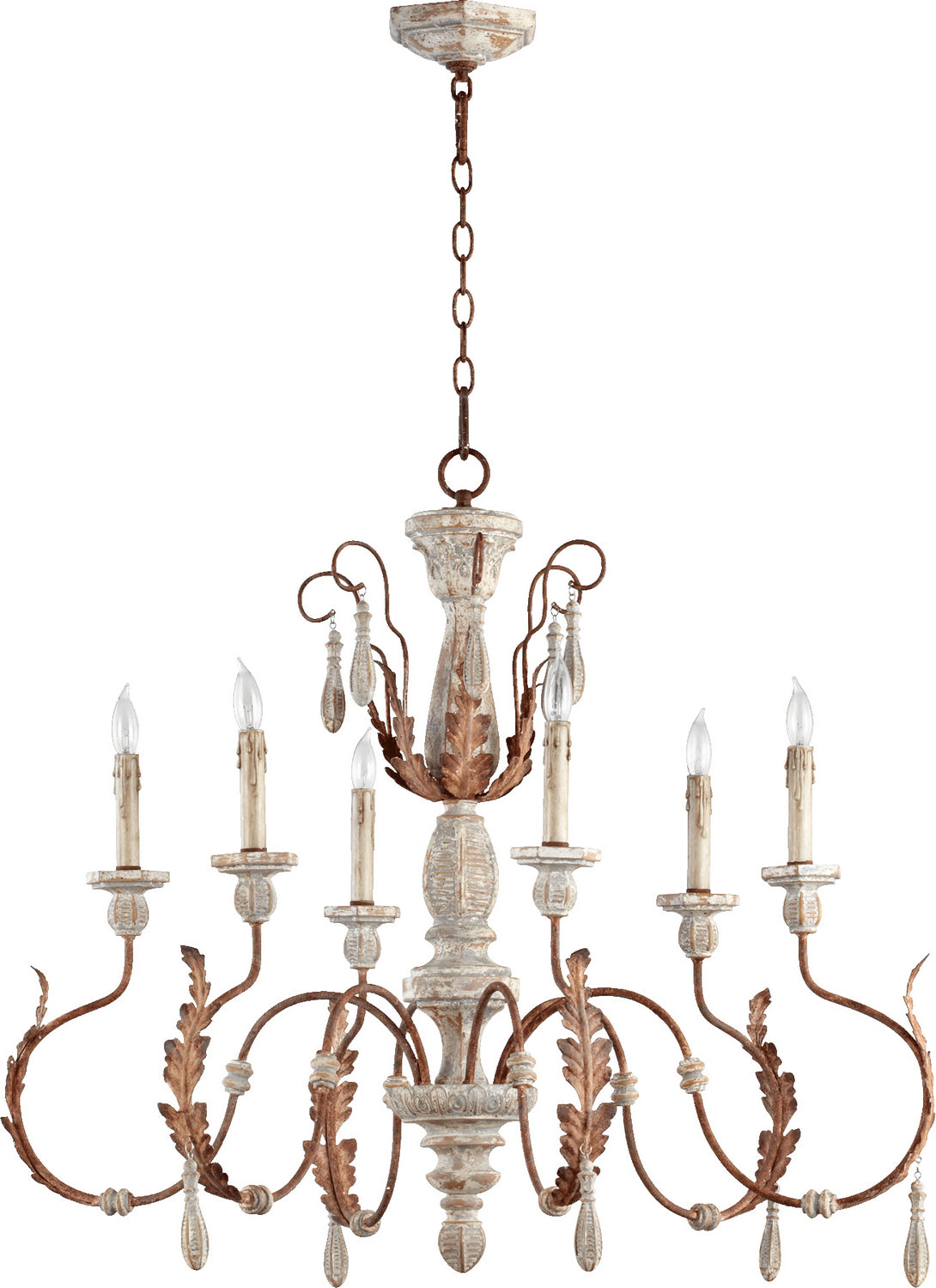 Quorum - 6152-6-56 - Six Light Chandelier - La Maison - Manchester Grey w/ Rust Accents