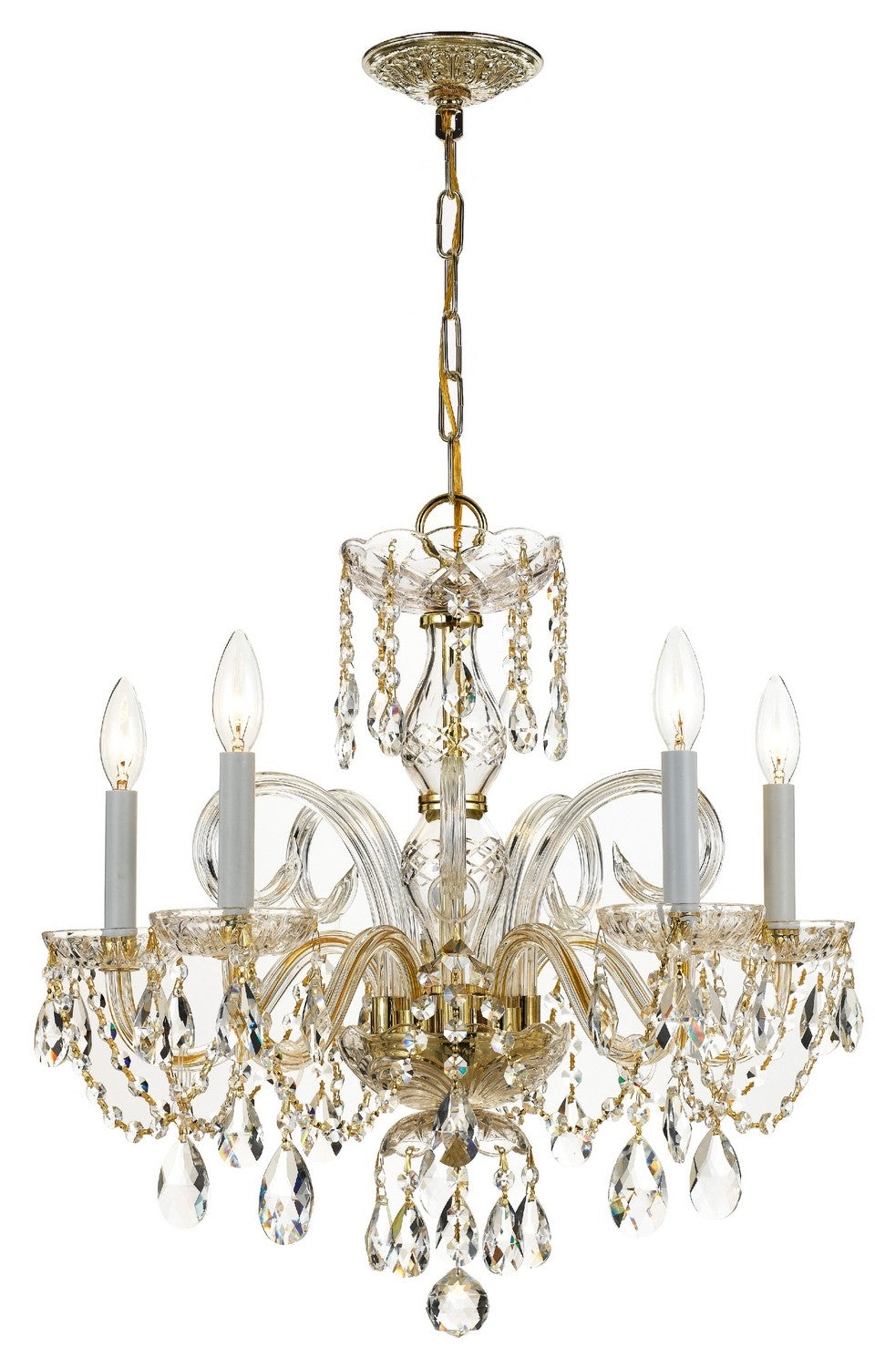 Crystorama - 1005-PB-CL-MWP - Five Light Chandelier - Traditional Crystal - Polished Brass