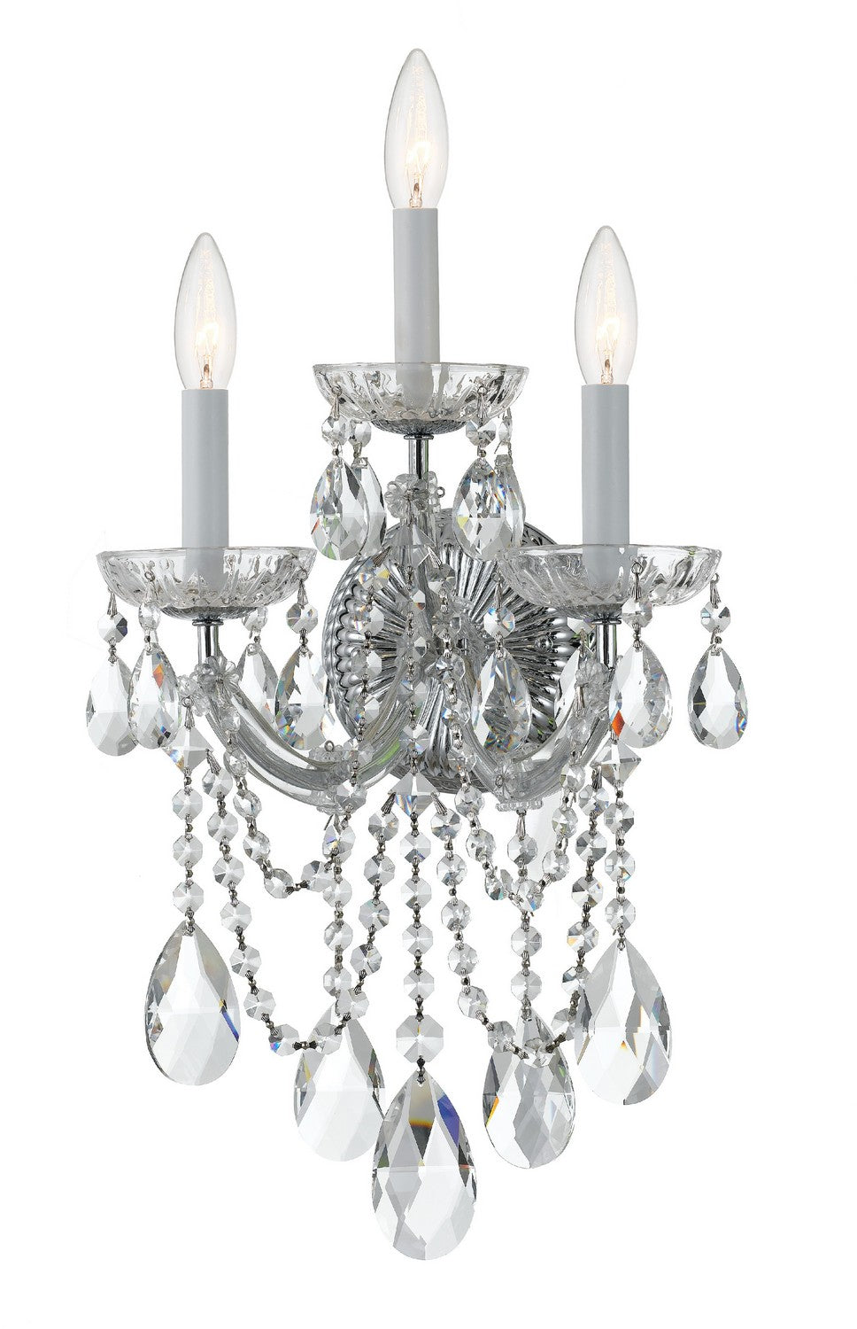 Crystorama - 4423-CH-CL-MWP - Three Light Wall Sconce - Maria Theresa - Polished Chrome