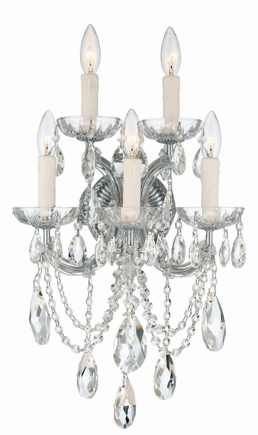 Crystorama - 4425-CH-CL-MWP - Five Light Wall Sconce - Maria Theresa - Polished Chrome