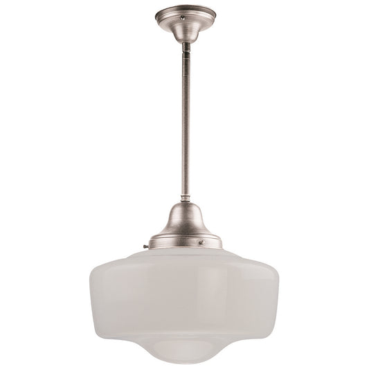 DVI Lighting - DVP7521SN - One Light Pendant - Schoolhouse - Satin Nickel With True Opal Glass