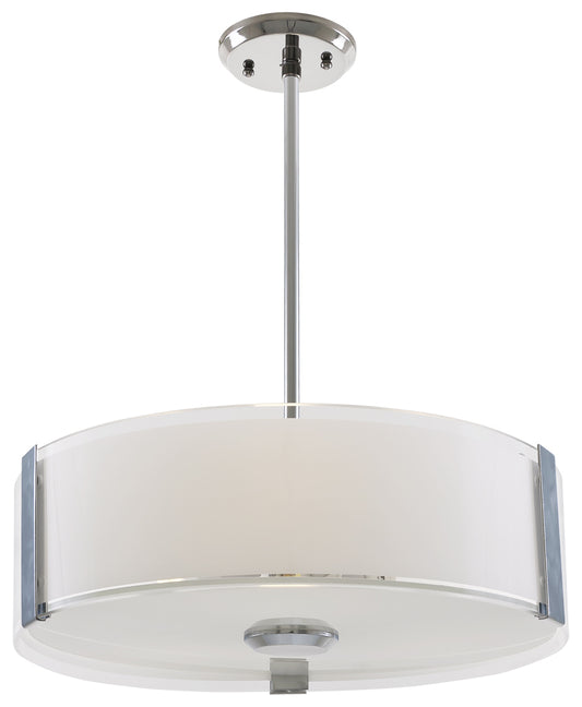 DVI Lighting - DVP14506CH-SSOP - Three Light Pendant - Zurich - Chrome With Silk Screened Opal Glass