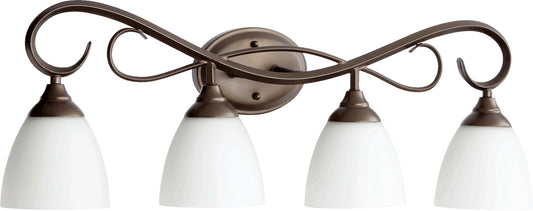 Quorum - 5108-4-86 - Four Light Vanity - Powell - Oiled Bronze w/ Satin Opal