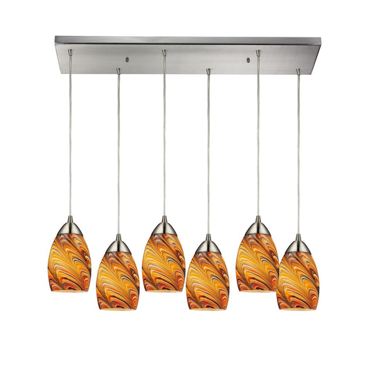 ELK Home - 10089/6RC-RV - Six Light Pendant - Mini Vortex - Satin Nickel
