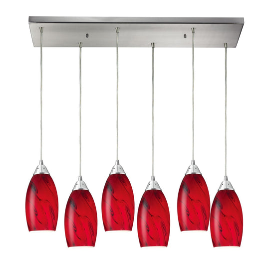 ELK Home - 20001/6RC-RG - Six Light Pendant - Galaxy - Satin Nickel