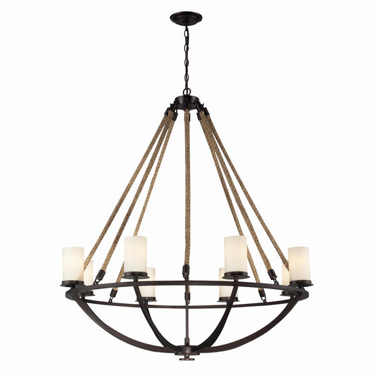 ELK Home - 63043-8 - Eight Light Chandelier - Natural Rope - Aged Bronze