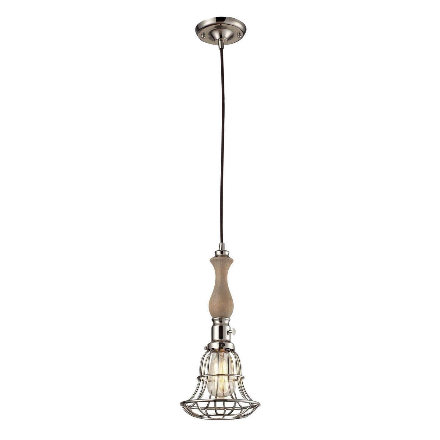 ELK Home - 65147-1 - One Light Mini Pendant - Spun Wood - Polished Nickel