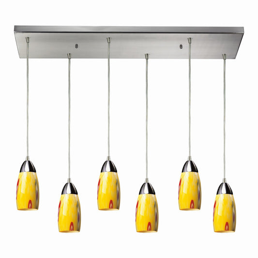 ELK Home - 110-6RC-YW - Six Light Pendant - Milan - Satin Nickel