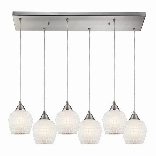 ELK Home - 528-6RC-WHT - Six Light Pendant - Fusion - Satin Nickel