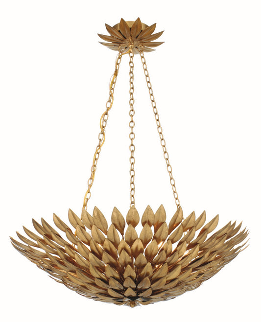 Crystorama - 517-GA - Six Light Chandelier - Broche - Antique Gold