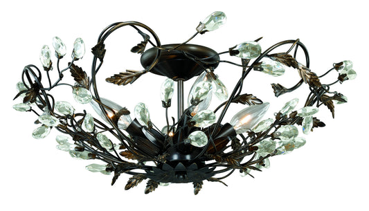 Vaxcel - C0023 - Four Light Semi Flush Mount - Jardin - Architectural Bronze and Gold Accents