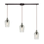 ELK Home - 10331/3L-CLR - Three Light Pendant - Hammered Glass - Oil Rubbed Bronze