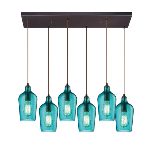 ELK Home - 10331/6RC-HAQ - Six Light Pendant - Hammered Glass - Oil Rubbed Bronze