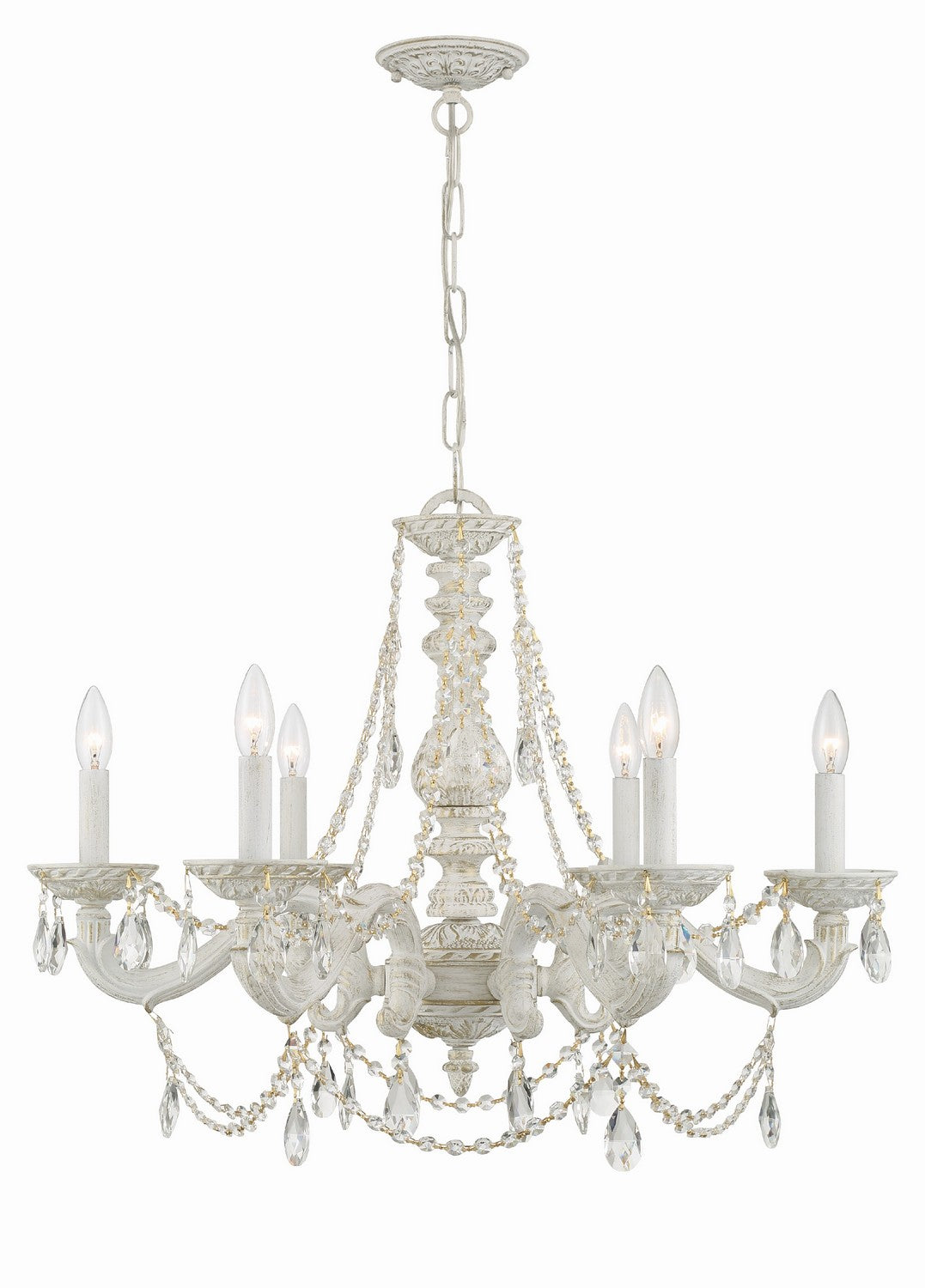 Crystorama - 5026-AW-CL-S - Six Light Chandelier - Paris Market - Antique White