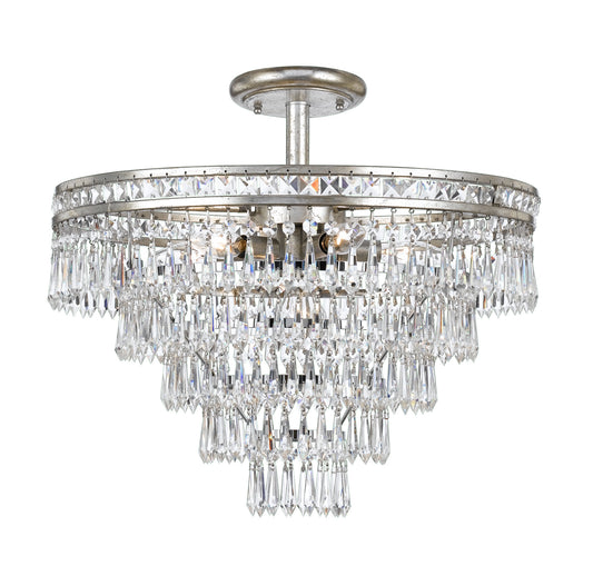 Crystorama - 5264-OS-CL-MWP_CEILING - Seven Light Semi Flush Mount - Mercer - Olde Silver