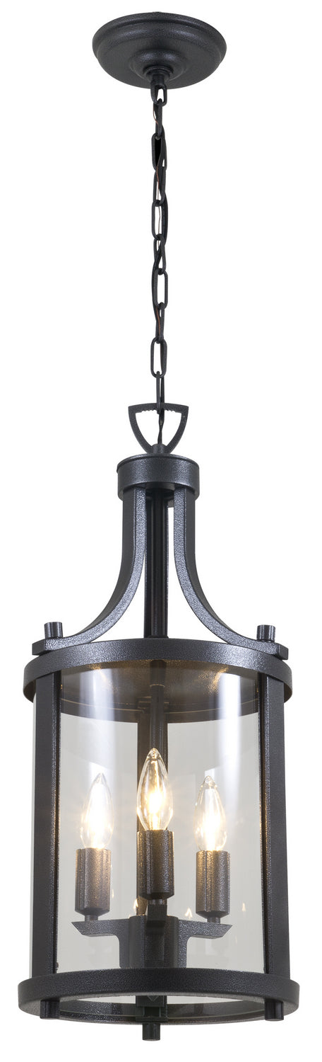 DVI Lighting - DVP4475HB-CL - Three Light Outdoor Pendant - Niagara Outdoor - Hammered Black With Clear Glass