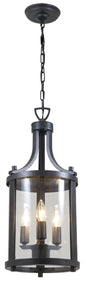 DVI Lighting - DVP4475HB-CL - Three Light Outdoor Pendant - Niagara Outdoor - Hammered Black With Clear Glass