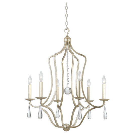 Crystorama - 5976-SL - Six Light Chandelier - Manning - Silver Leaf