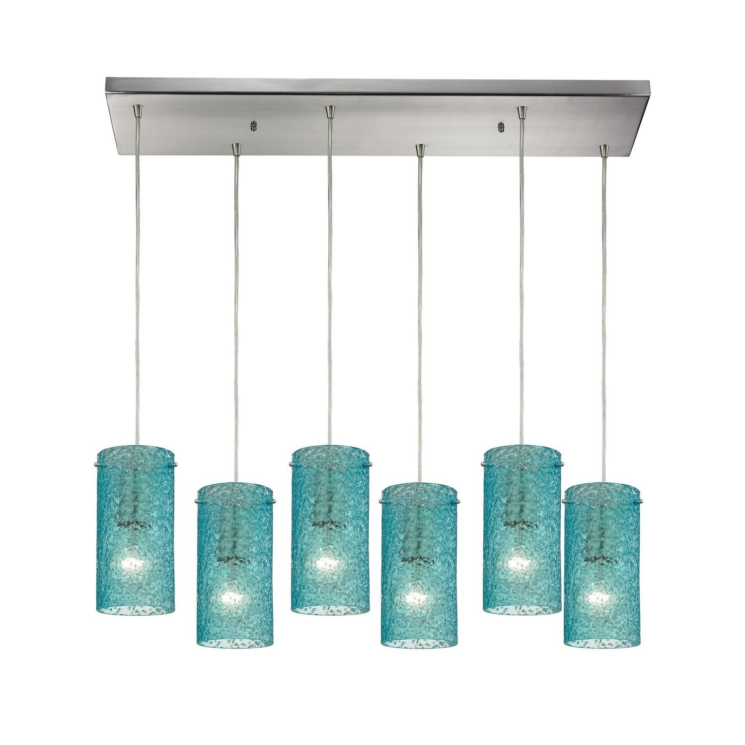 ELK Home - 10242/6RC-AQ - Six Light Pendant - Ice Fragments - Satin Nickel