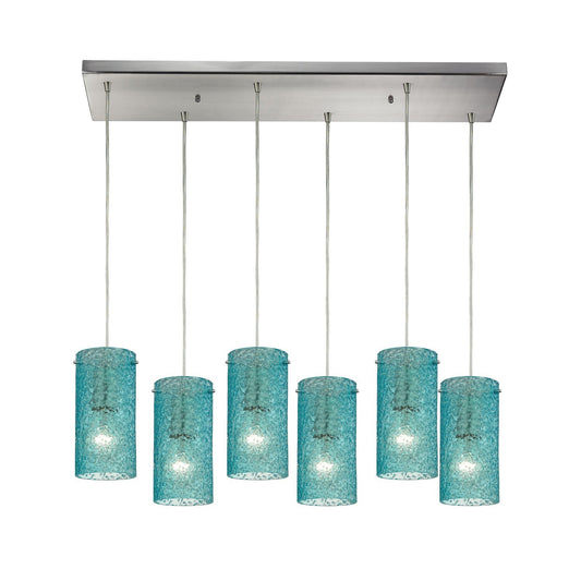 ELK Home - 10242/6RC-AQ - Six Light Pendant - Ice Fragments - Satin Nickel