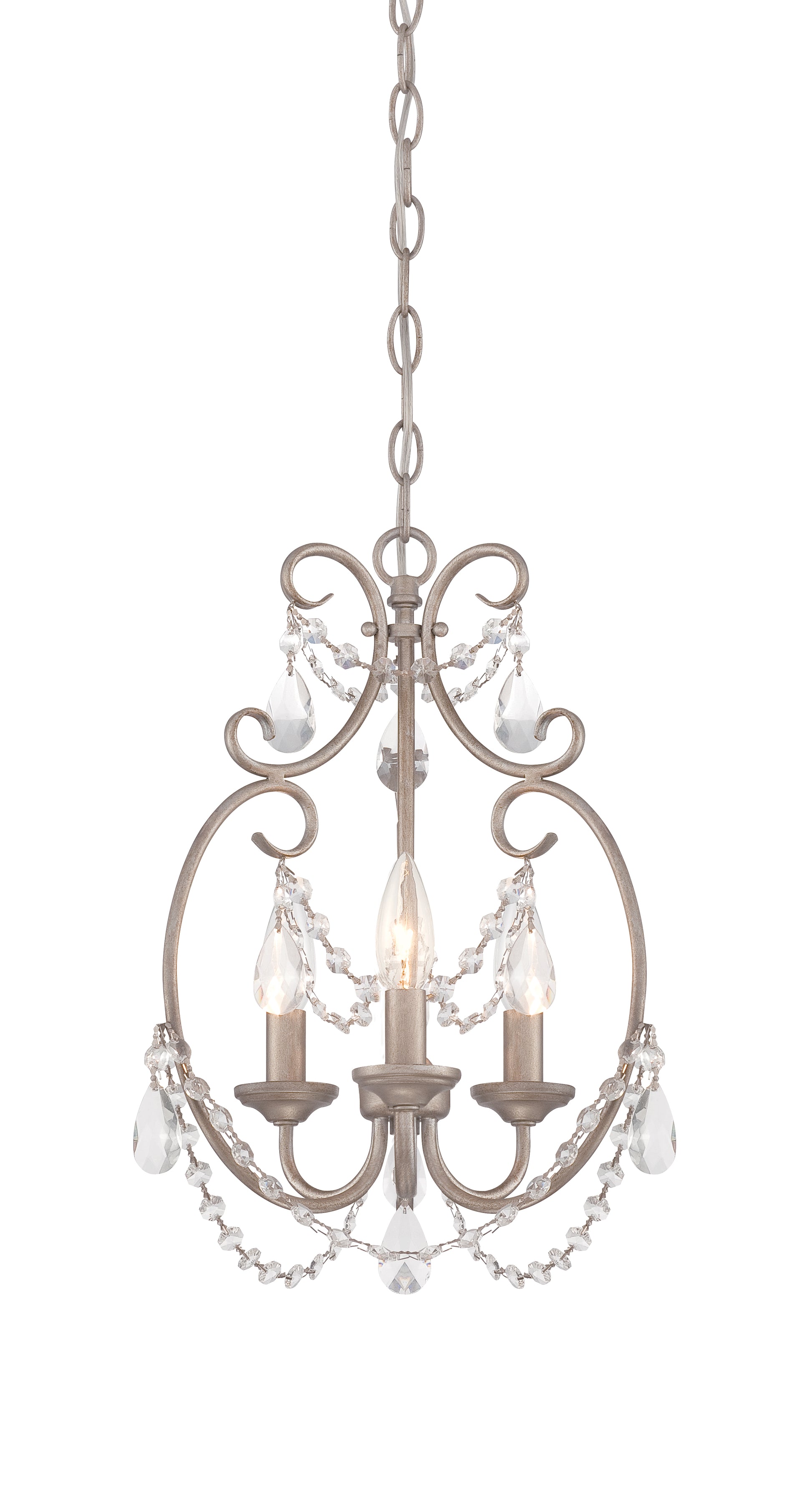 Designers Fountain - 6205-AP - Three Light Mini Chandelier - Dahlia - Aged Platinum