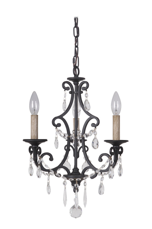 Craftmade - 38923-MBK - Three Light Chandelier - Bentley - Matte Black